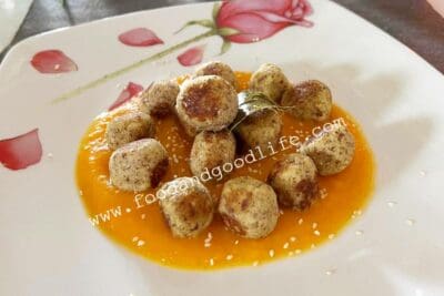 Polpette vegetariane su crema di zucca